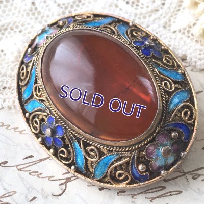 画像7: 琥珀とエナメルのブローチ