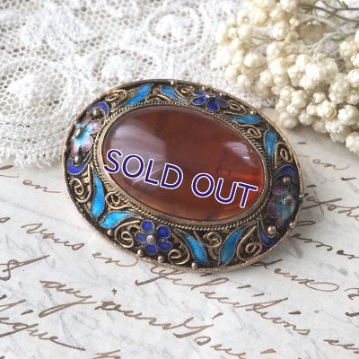 画像8: 琥珀とエナメルのブローチ