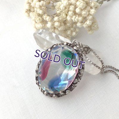 画像7: 大きなアイリスガラスのオーバルペンダント