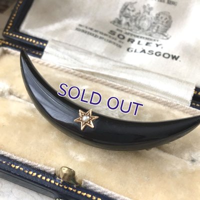 画像10: パールとフレンチジェットの三日月ブローチ