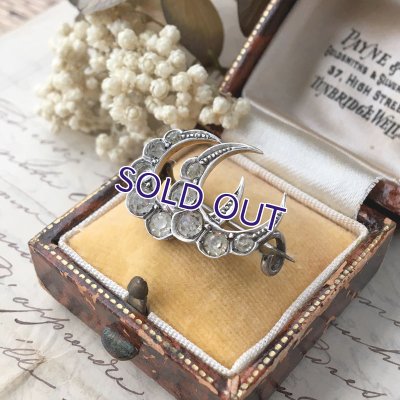 画像4: ガラスのダブル三日月シルバーブローチ