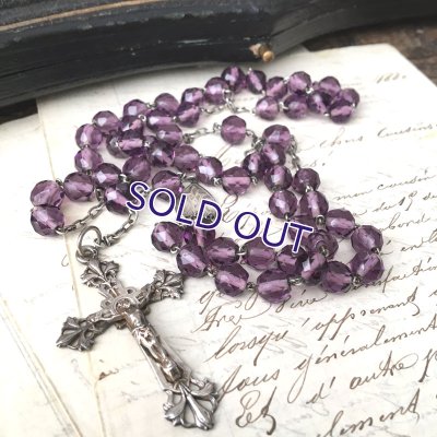 画像7: 百合十字のアメジストガラスロザリオ