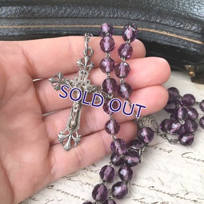 画像10: 百合十字のアメジストガラスロザリオ