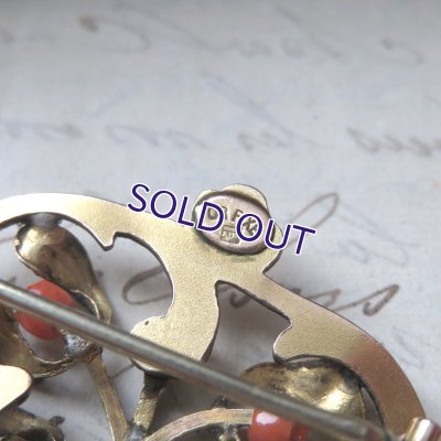 画像7: FIXヤドリギと珊瑚のゴールドブローチ