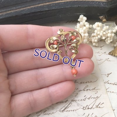 画像13: FIXヤドリギと珊瑚のゴールドブローチ