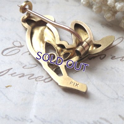 画像6: FIXヤドリギとパールのゴールドブローチ