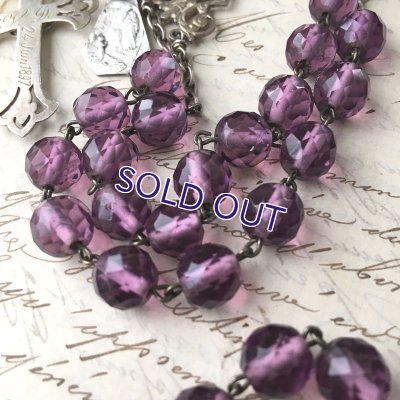 画像5: 1897年フルールドリス十字のアメジストガラスロザリオ