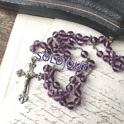 画像8: 百合十字のアメジストガラスロザリオ