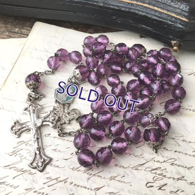 画像3: 1897年フルールドリス十字のアメジストガラスロザリオ