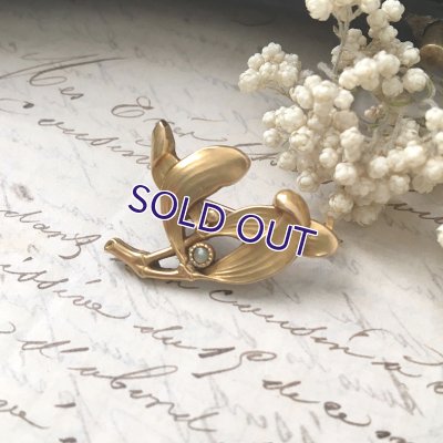 画像3: FIXヤドリギとパールのゴールドブローチ