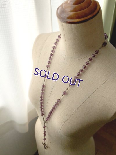 画像11: 百合十字のアメジストガラスロザリオ