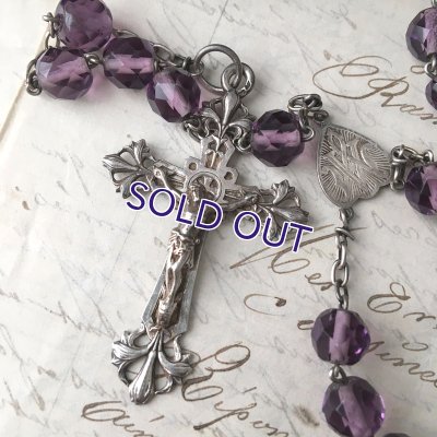 画像3: 百合十字のアメジストガラスロザリオ