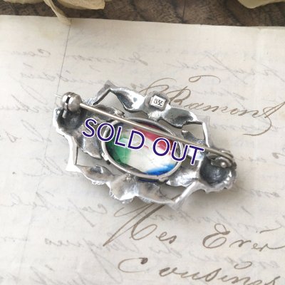 画像8: アイリスガラスのバラとマーカサイトのブローチ