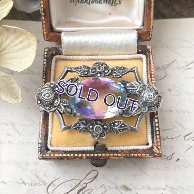 画像4: アイリスガラスのバラとマーカサイトのブローチ