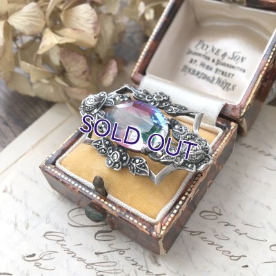 画像3: アイリスガラスのバラとマーカサイトのブローチ