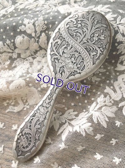 画像13: 銀製バラとアカンサスの手彫り細工手鏡