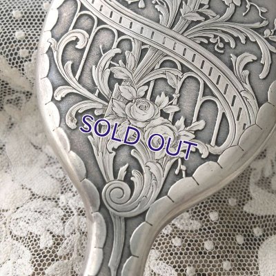 画像7: 銀製バラとアカンサスの手彫り細工手鏡