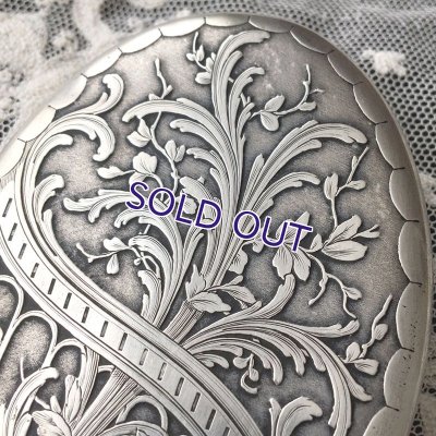 画像6: 銀製バラとアカンサスの手彫り細工手鏡