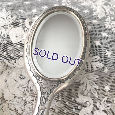 画像9: 銀製バラとアカンサスの手彫り細工手鏡