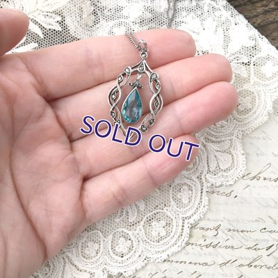 画像9: ブルーガラスのアールデコペンダント