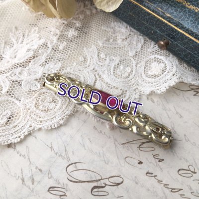 画像5: クランベリーガラスのゴールドブローチ