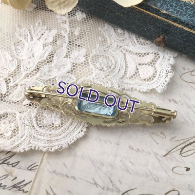 画像6: ブルーガラスのゴールドブローチ