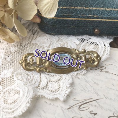 画像4: ブルーガラスのメタルブローチ