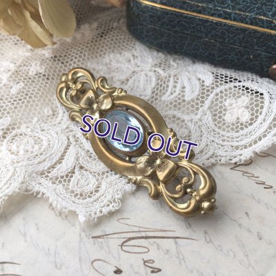 画像3: ブルーガラスのメタルブローチ