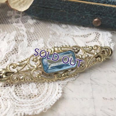 画像3: ブルーガラスのゴールドブローチ