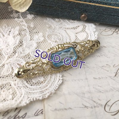 画像4: ブルーガラスのゴールドブローチ