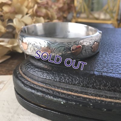 画像12: イギリス製 花とハートのシルバーバングル