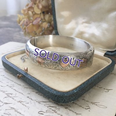 画像4: イギリス製 花とハートのシルバーバングル