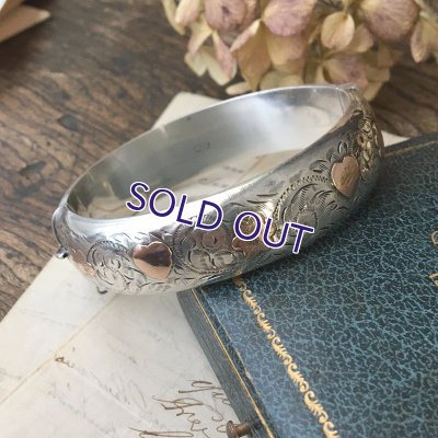 画像3: イギリス製 花とハートのシルバーバングル