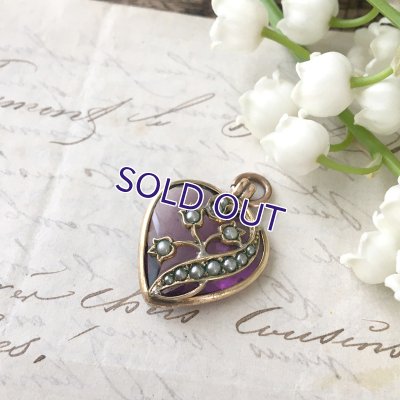 画像7: スズランパールとガラスハートのゴールドペンダント