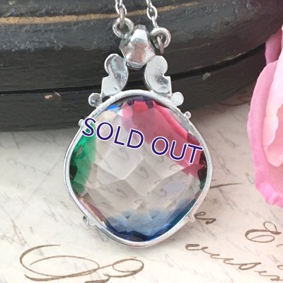 画像7: 大きなアイリスガラスとラインストーンのペンダント