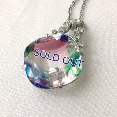 画像9: 大きなアイリスガラスとラインストーンのペンダント