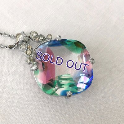 画像11: 大きなアイリスガラスとラインストーンのペンダント