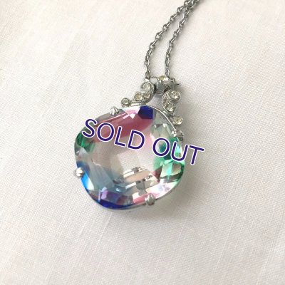 画像10: 大きなアイリスガラスとラインストーンのペンダント