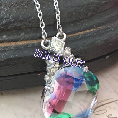 画像6: 大きなアイリスガラスとラインストーンのペンダント