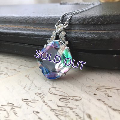 画像4: 大きなアイリスガラスとラインストーンのペンダント