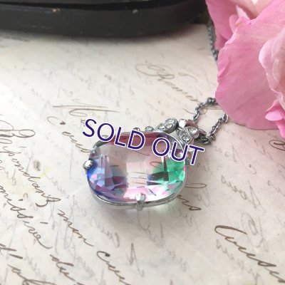 画像8: 大きなアイリスガラスとラインストーンのペンダント