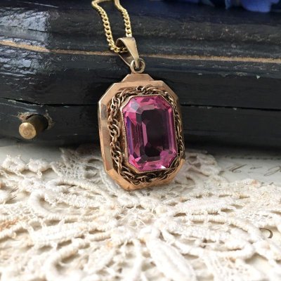 画像8: ピンクガラスのチェーンペンダント