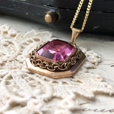 画像6: ピンクガラスのチェーンペンダント