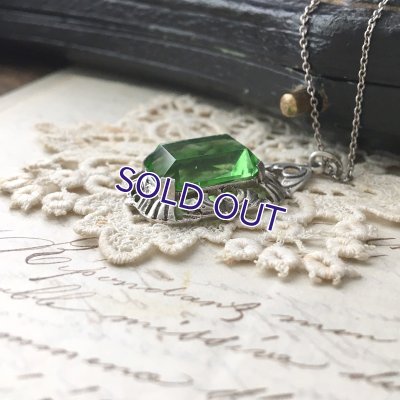 画像6: グリーンガラスのシルバーペンダント