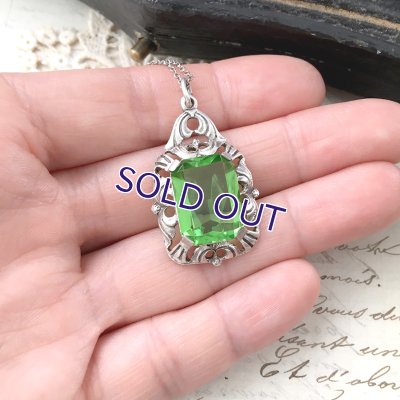 画像9: グリーンガラスのシルバーペンダント