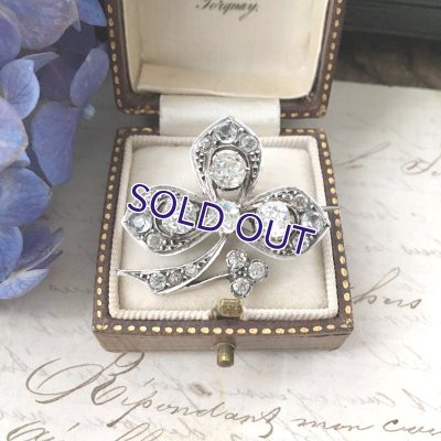 画像3: 銀製 ガラスのクローバーブローチ