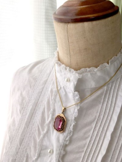 画像10: ピンクガラスのチェーンペンダント