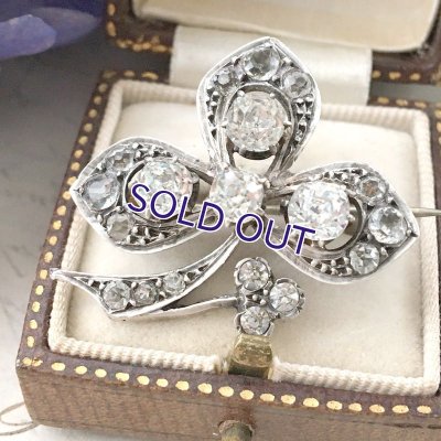 画像9: 銀製 ガラスのクローバーブローチ