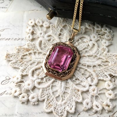 画像7: ピンクガラスのチェーンペンダント