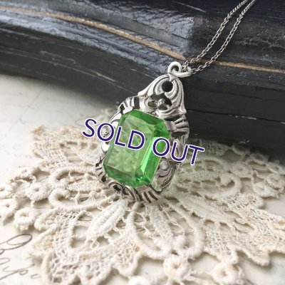 画像4: グリーンガラスのシルバーペンダント